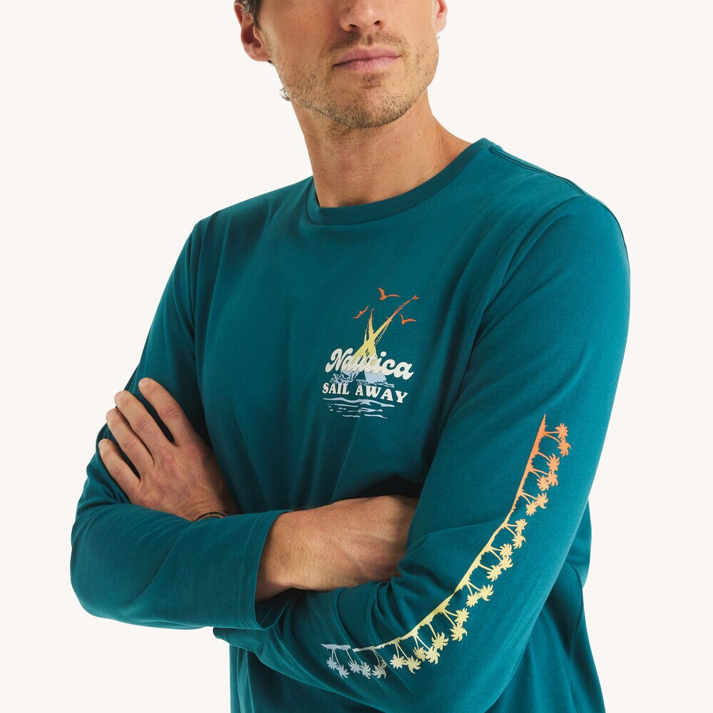 Graphic Long-Sleeve T-Shirt,Capri Blue,large