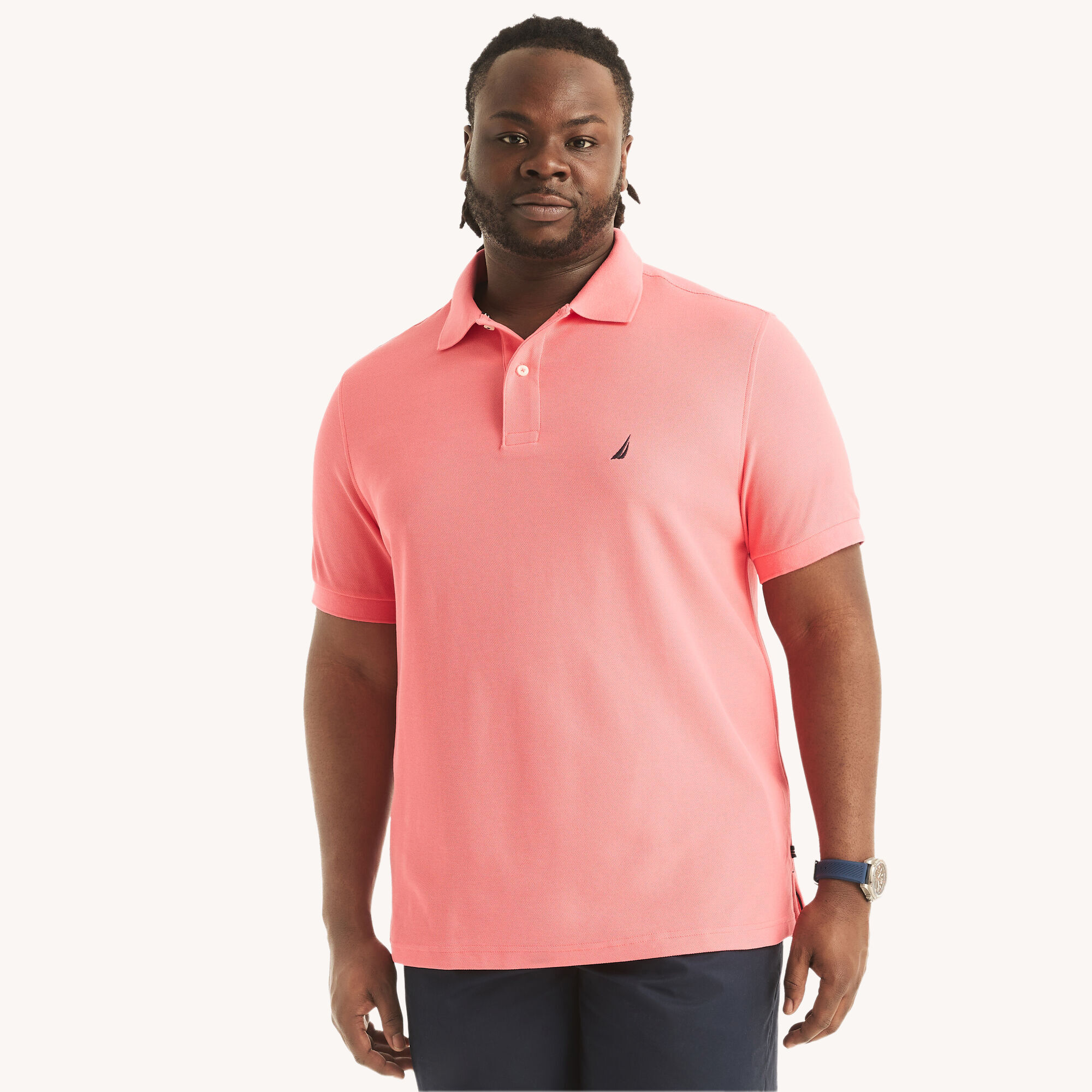 Big & Tall Classic Fit Deck Polo,Teaberry,large