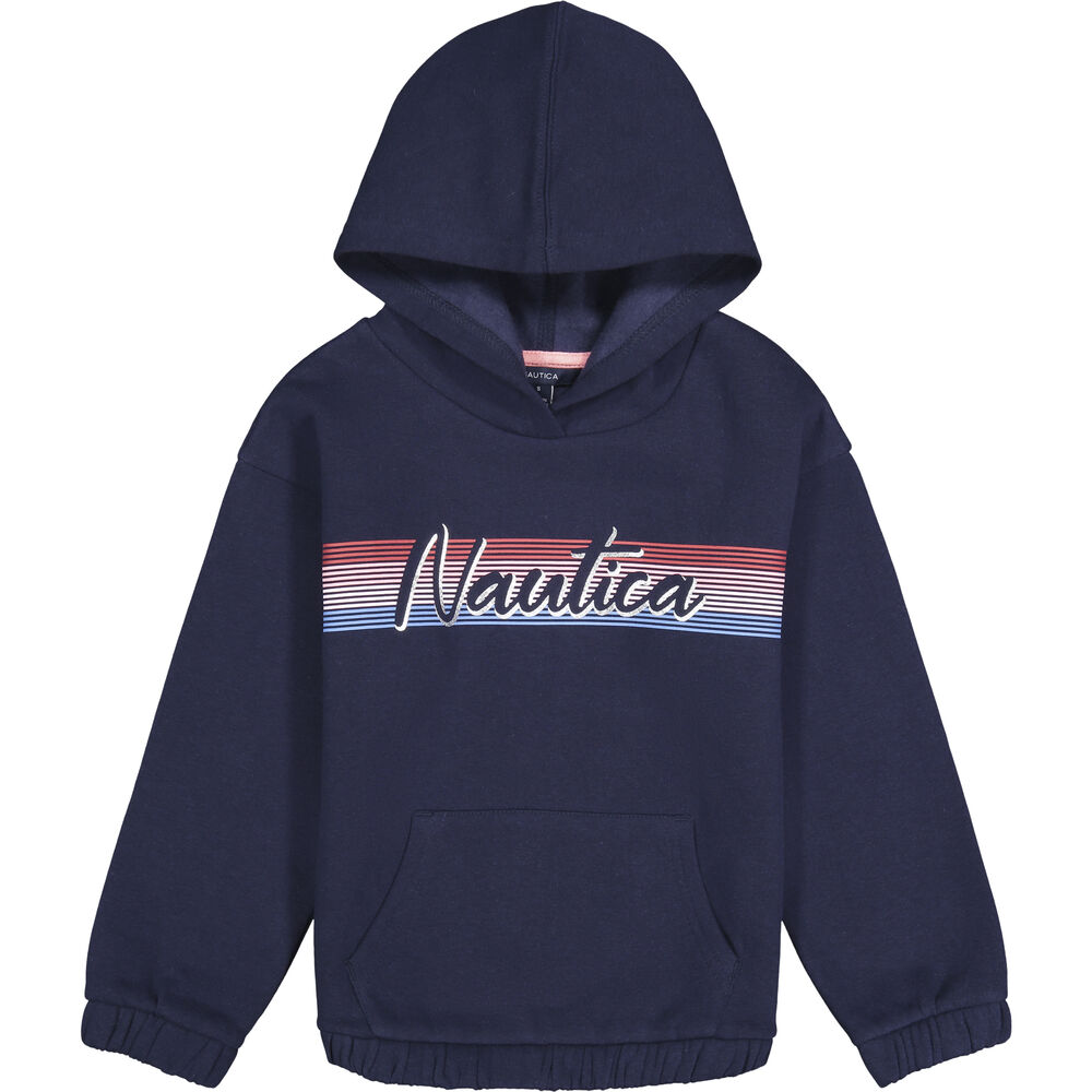 GIRLS' FLEECE PULLOVER HOODIE (8-16),Navy,large