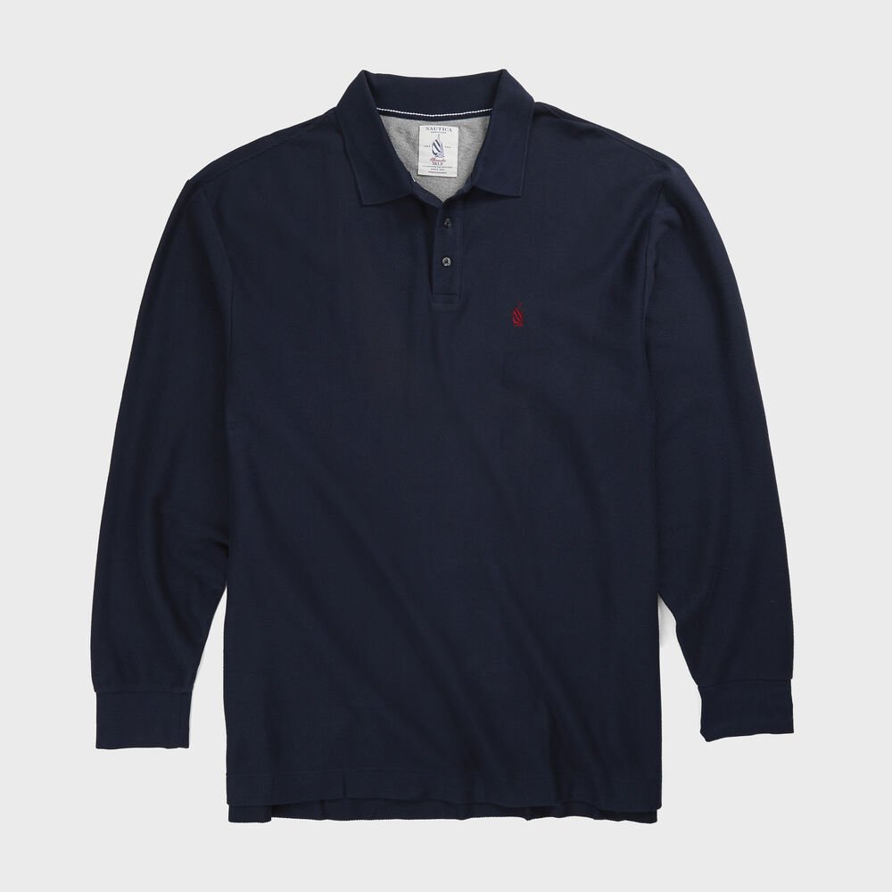 BIG & TALL CLASSIC FIT LONG SLEEVE POLO,Navy,large