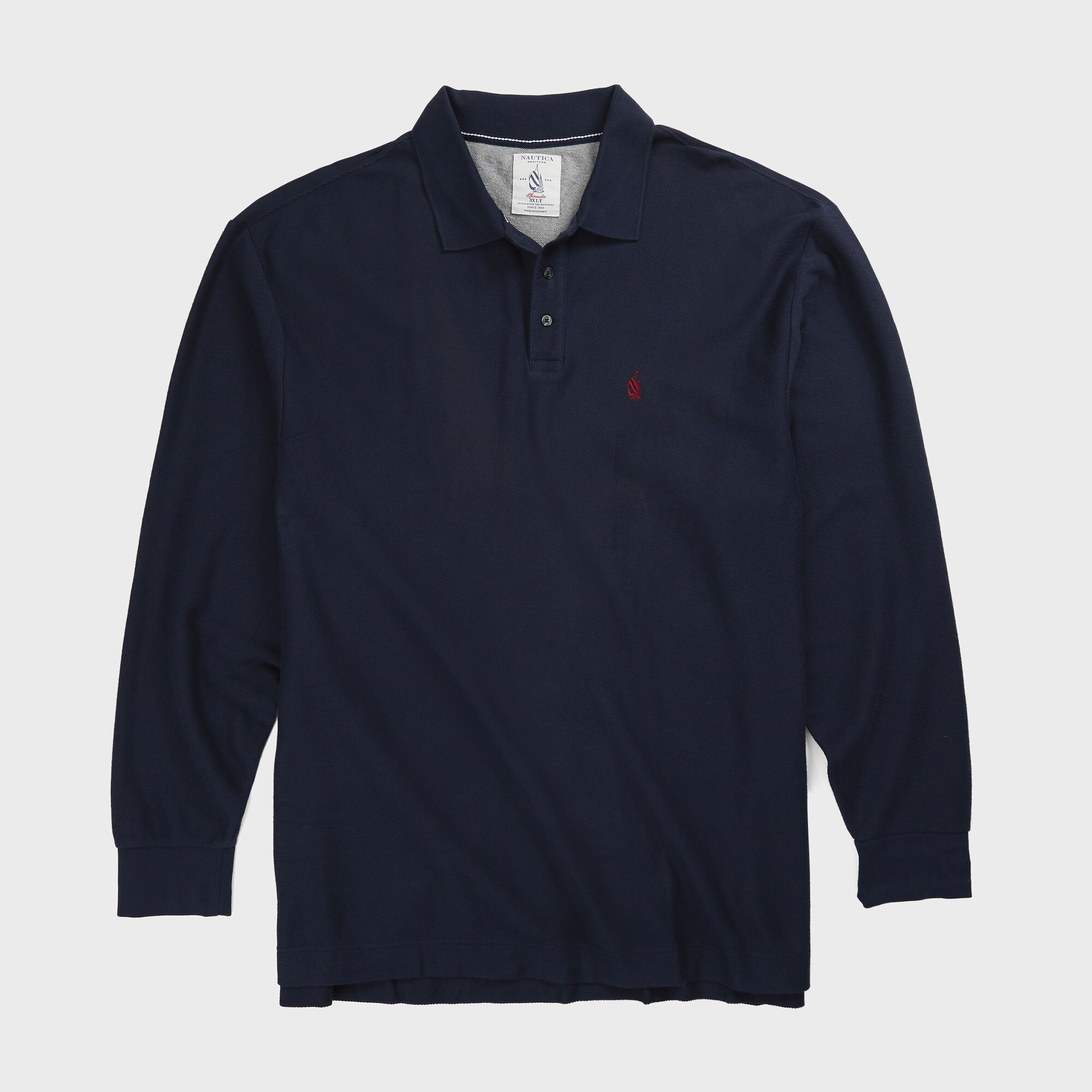 BIG & TALL CLASSIC FIT LONG SLEEVE POLO,Navy,large