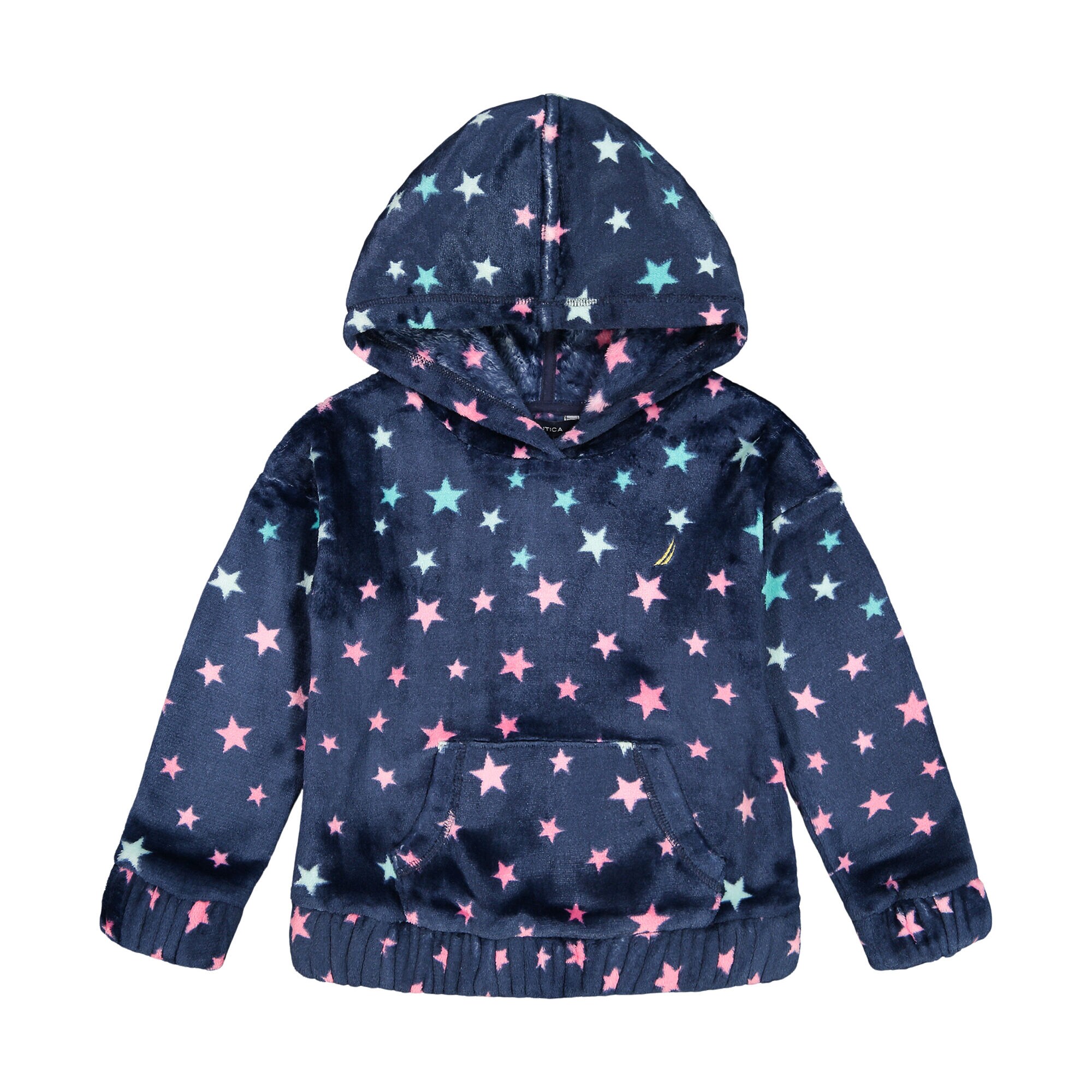GIRLS' COZY STAR PULLOVER HOODIE (7-16),Navy,large
