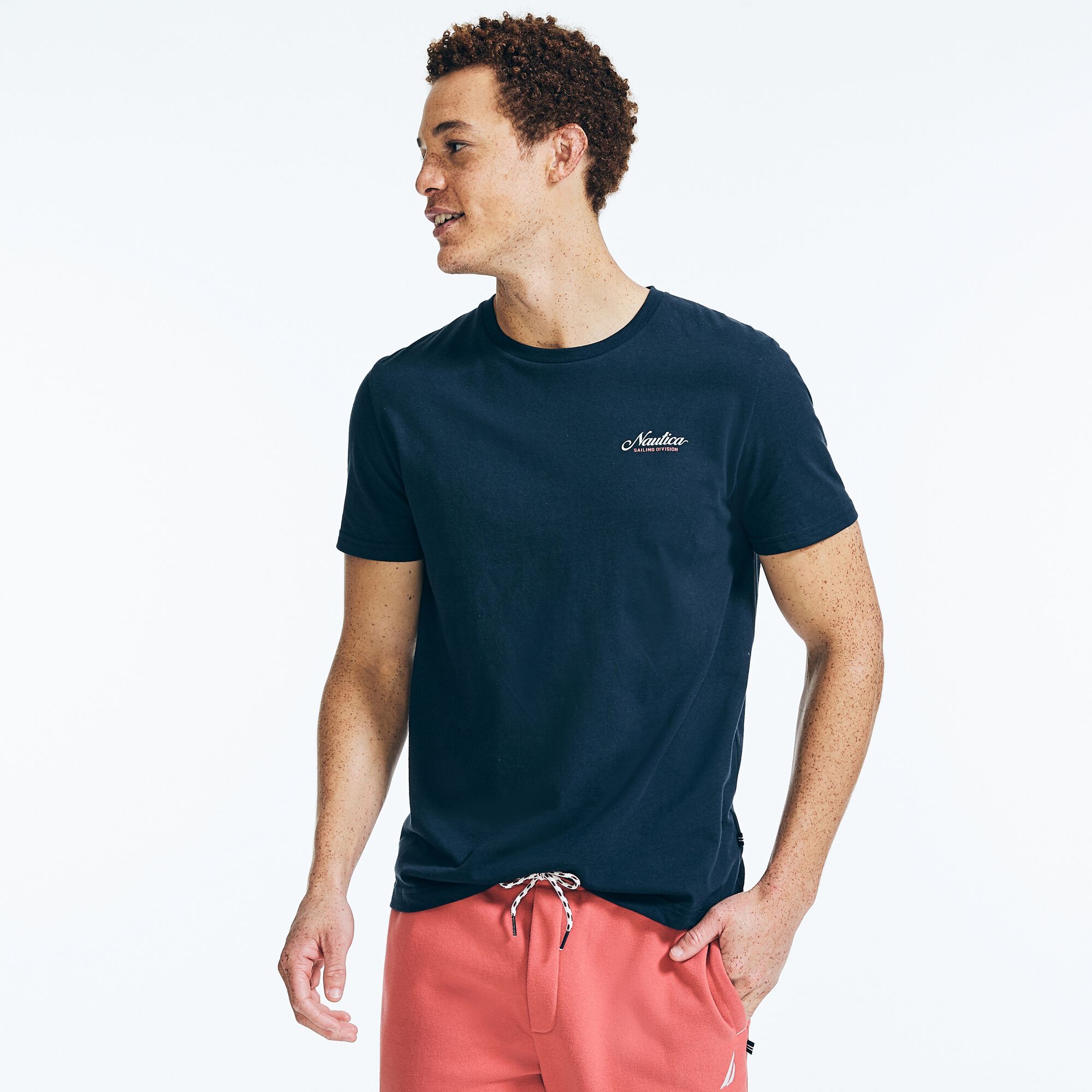 SUSTAINABLY CRAFTED SAILING DIVISION GRAPHIC T-SHIRT,Navy,large