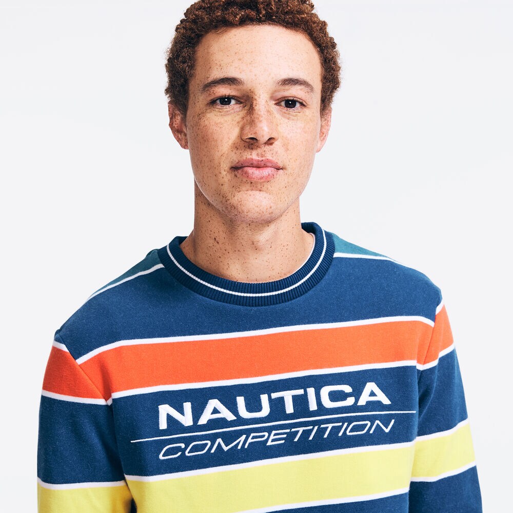 COMPETITION STRIPED SWEATSHIRT,Navy,large