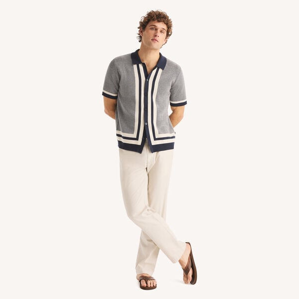 Classic Fit Jacquard Button-Front Polo