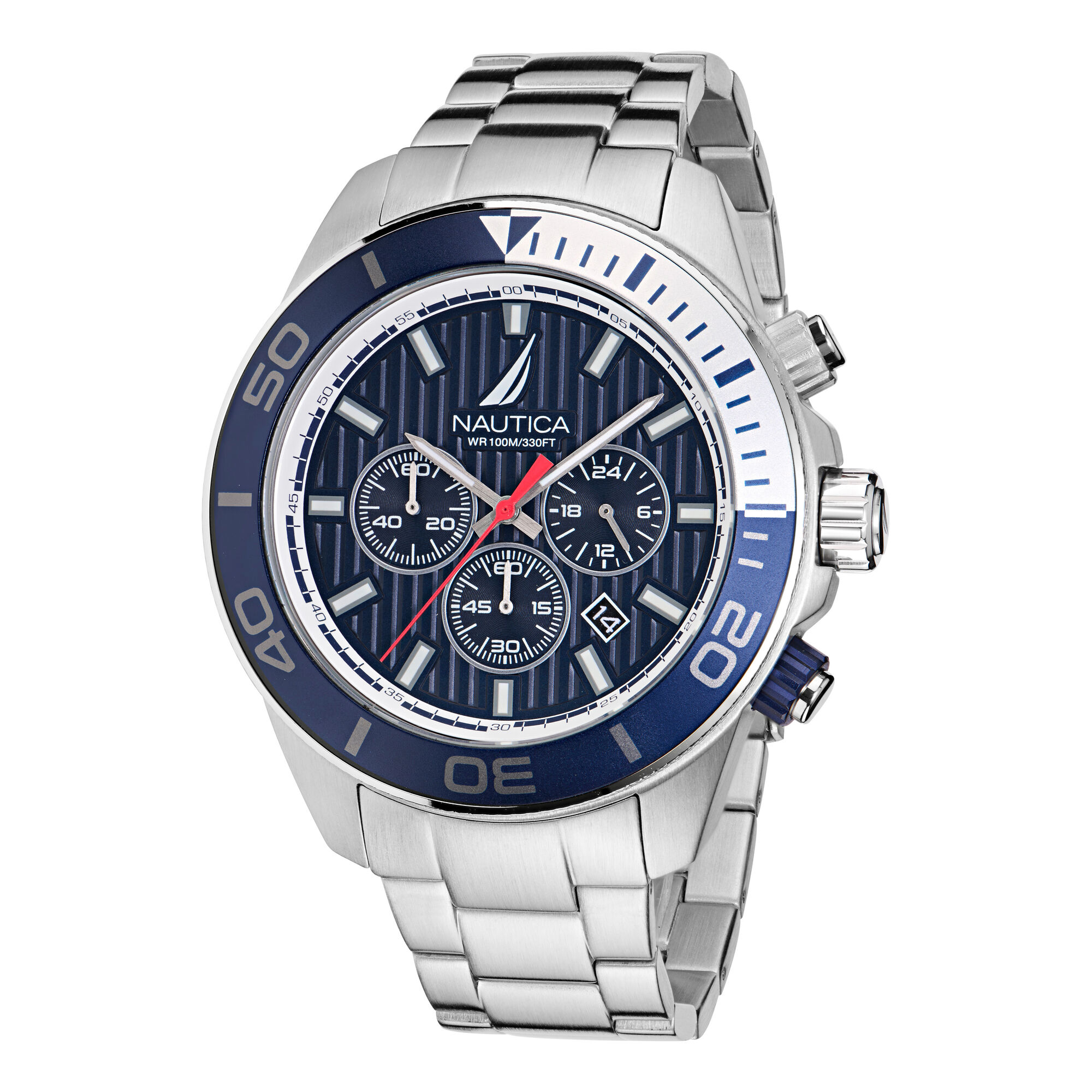Nautica One Stainless Steel Chronograph Watch,Multi,large
