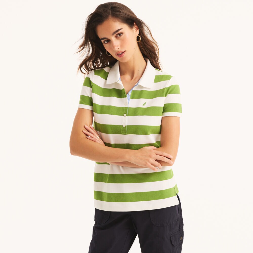 5-Button Striped Polo,Mint Spring,large
