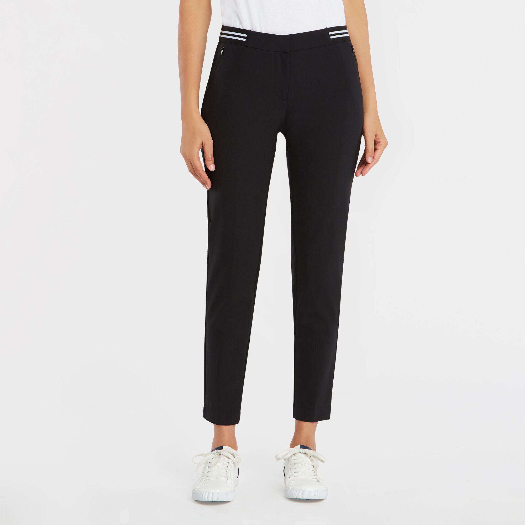 STRIPE WAIST ANKLE PANT,True Black,large
