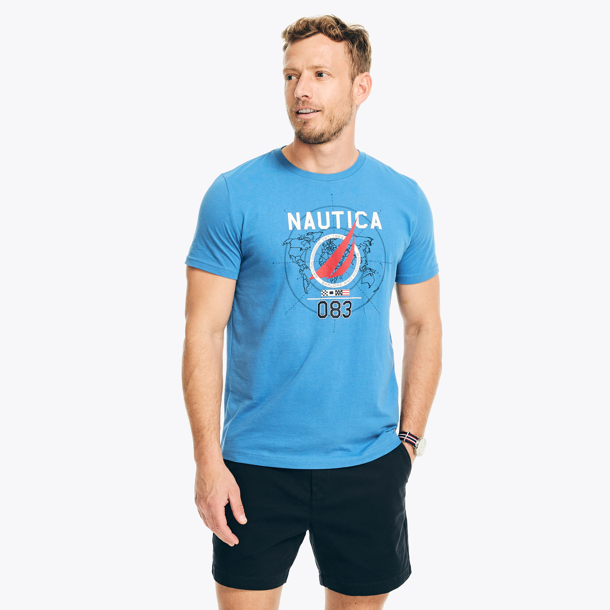 Sailing Division Graphic T-Shirt,Star Sapphire,large