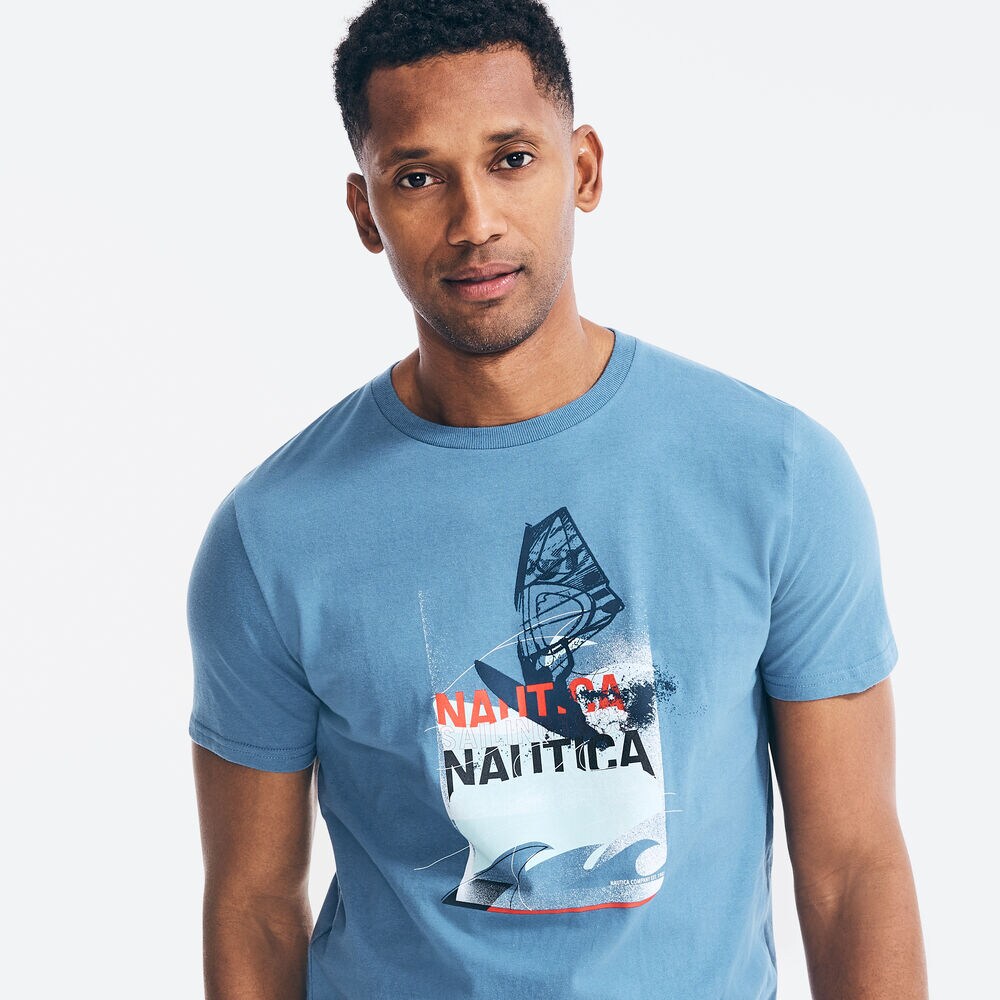 WINDSURFING PHOTO GRAPHIC T-SHIRT,Star Sapphire,large
