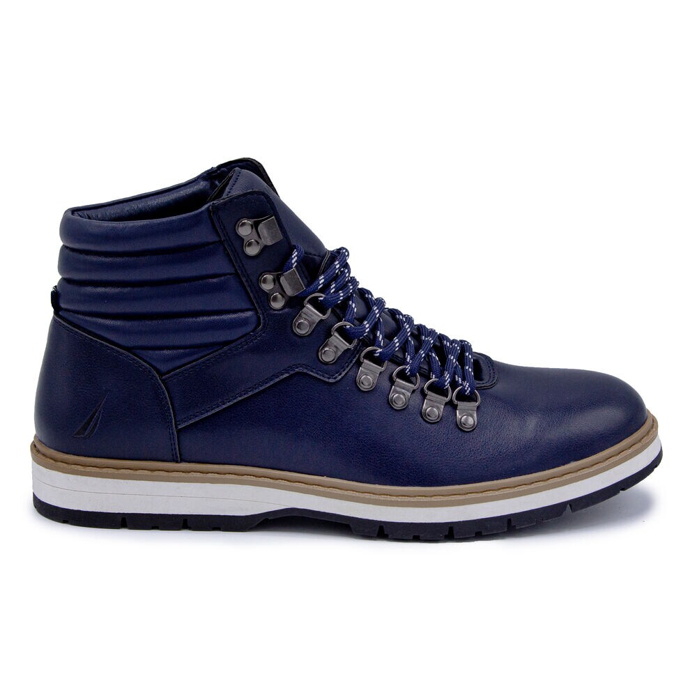 STACKED LACE-UP BOOTS,Navy,large