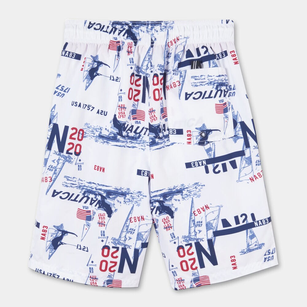 TODDLER BOYS' SAYLOR NAUTICAL PRINTED SWIM TRUNKS (2T-4T),Antique White Wash,large