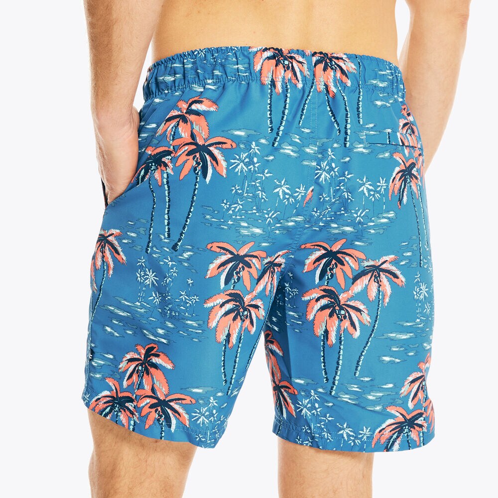 SUSTAINABLY CRAFTED 8" TROPICAL PRINT SWIM,True Navy,large