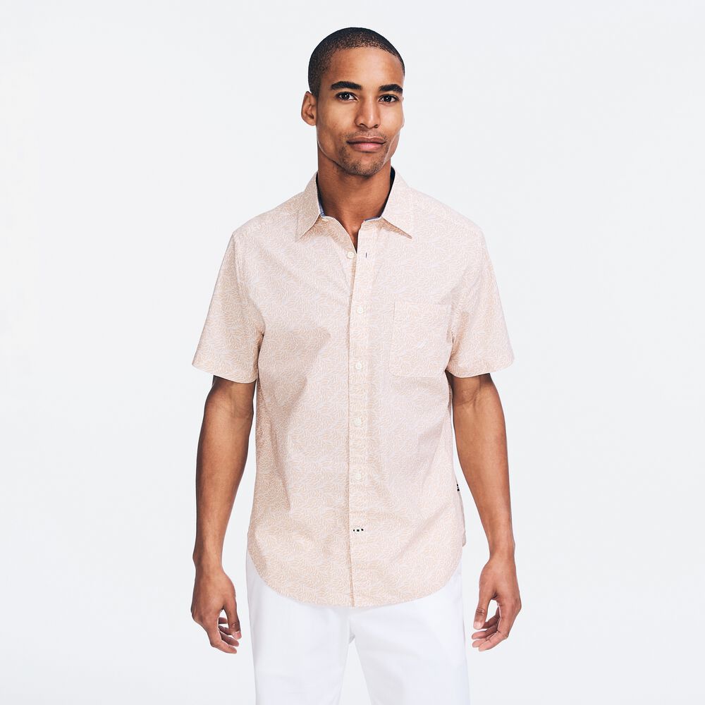 FLORAL PRINT SHORT-SLEEVE SHIRT,Bright White,large