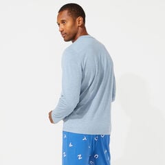 SLIM FIT NAUTICA LOGO LONG SLEEVE AND KNIT PANTS PAJAMA SET,Anchor Blue Heather,large
