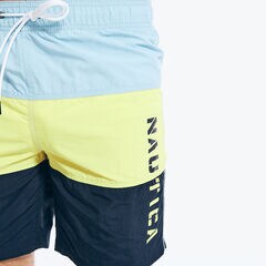 8" COLORBLOCK LOGO PRINT SWIM SHORTS,Cobalt Wave,large