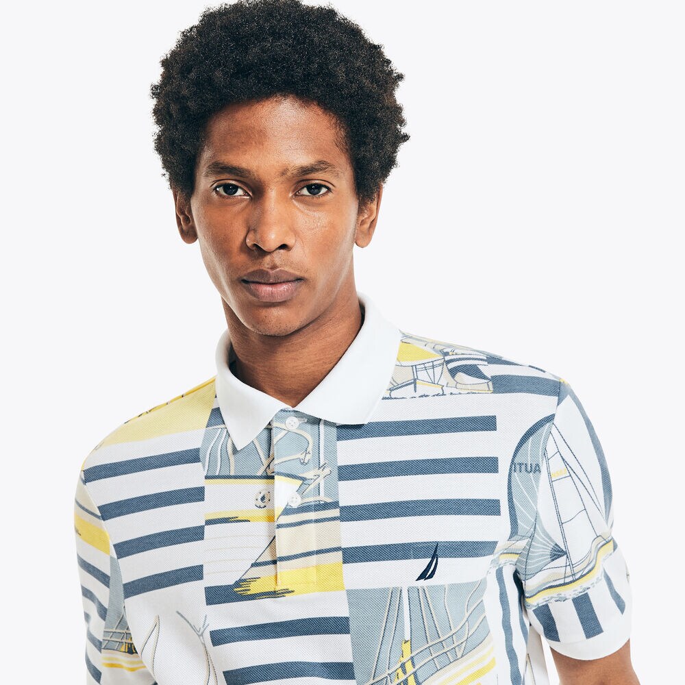 CLASSIC FIT PRINTED POLO,Bright White,large