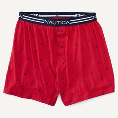 STRETCH SAIL PRINT KNIT BOXERS,Dark Acacia,large