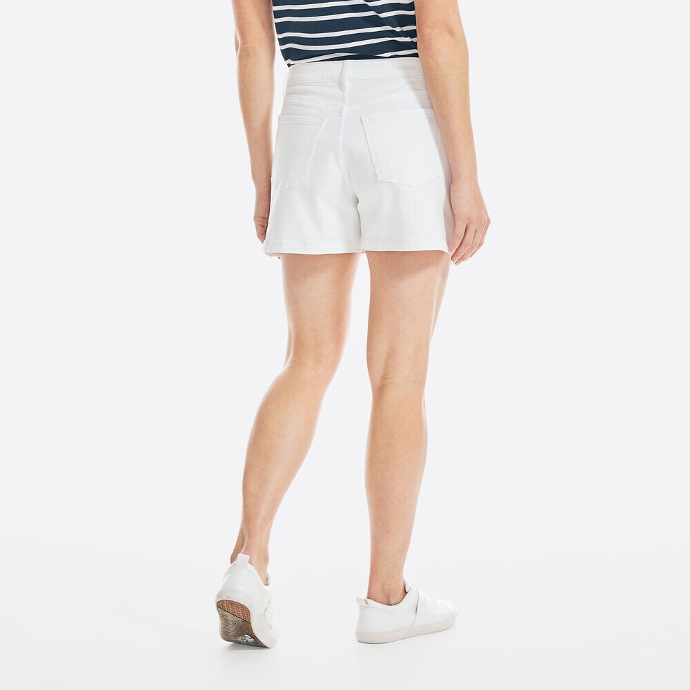 4" NAUTICA JEANS CO. HIGH-WAIST PLEATED DENIM SHORT,Shell,large