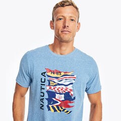 FLAG GRAPHIC T-SHIRT,Anchor Blue Heather,large