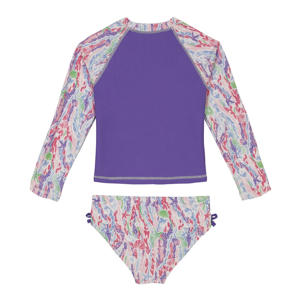 Toddler Girl's Sea Life Rash Guard Set (2T-4T),Ocean Violet Heather,large