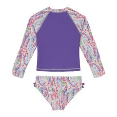 Toddler Girl's Sea Life Rash Guard Set (2T-4T),Ocean Violet Heather,large