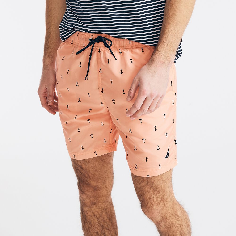 8" ANCHOR PRINT SWIM SHORT,Orange2,large