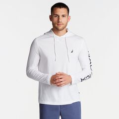GRAPHIC LONG-SLEEVE T-SHIRT HOODIE,Bright White,large