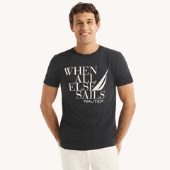 Sustainably Crafted When All Else Sails Graphic T-Shirt,Navy,large