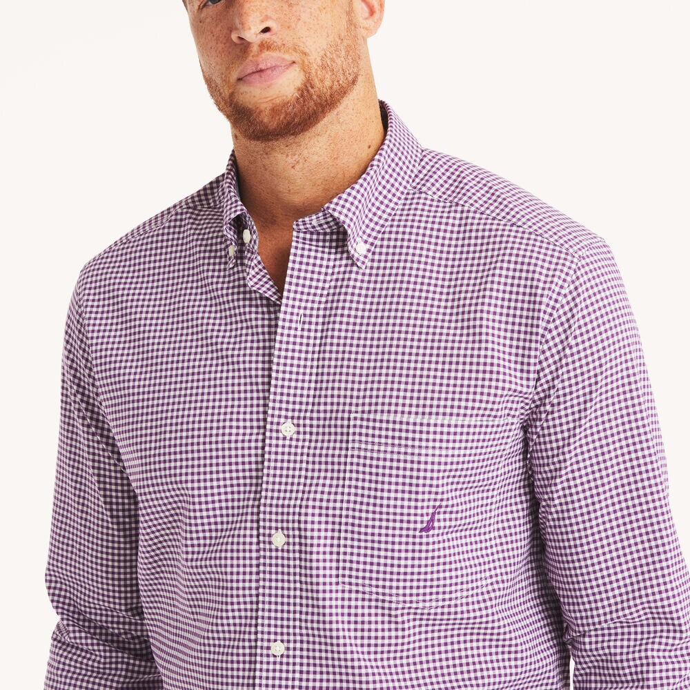 Big & Tall Gingham Shirt,Plum Classico,large