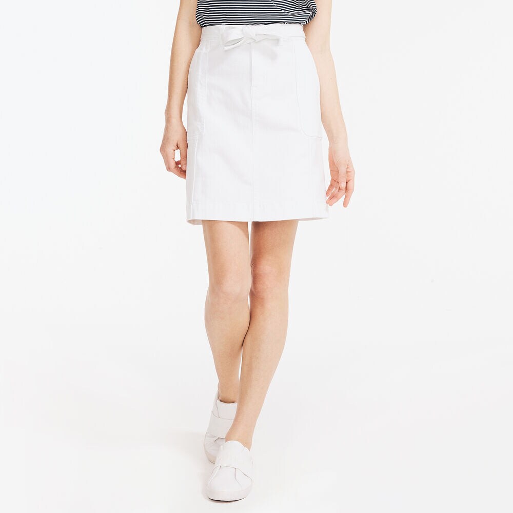 NAUTICA JEANS CO. BELTED STRETCH-DENIM SKIRT,Shell,large