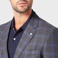 STRETCH PLAID BLAZER IN DARK GREY,Grey Carbon,large
