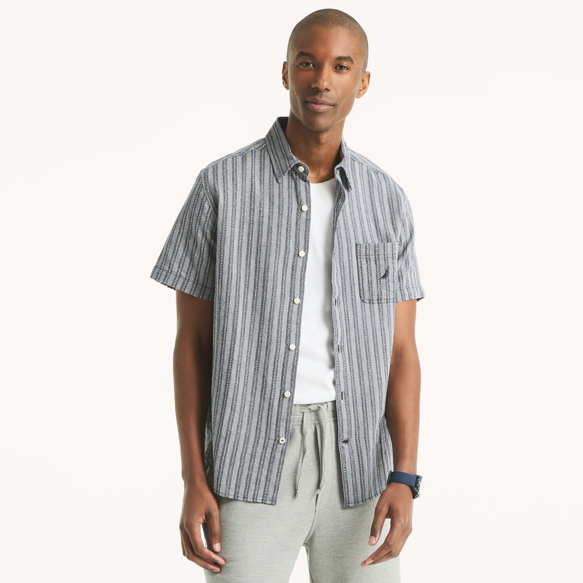 Dobby Striped Short-Sleeve Shirt | Nautica