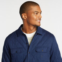 SHERPA-LINED QUILTED OVERSHIRT,J Navy,large