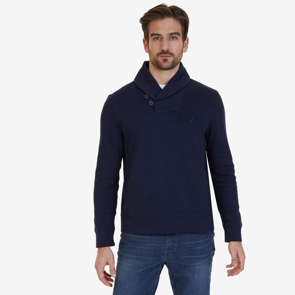 Shawl Collar Pullover,True Navy,large