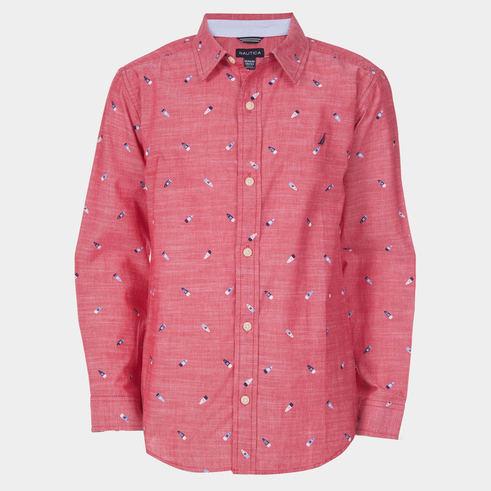 BOYS' ALVIN CHAMBRAY PRINTED WOVEN SHIRT (8-20),Melonberry,large