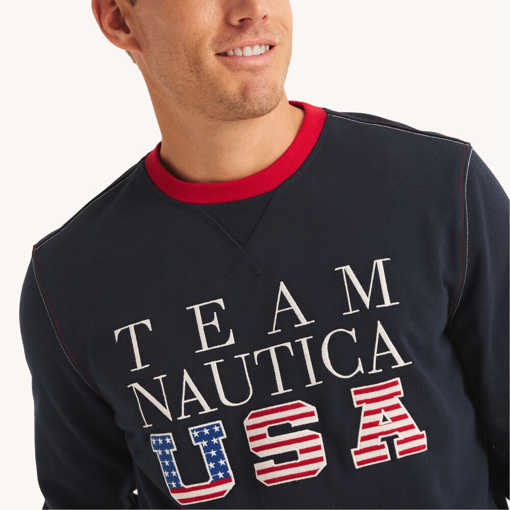 Team USA Crewneck Sweatshirt,Stellar Blue Heather,large