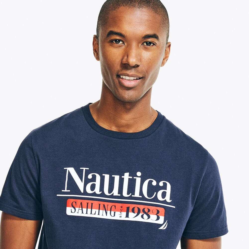 BIG & TALL SAILING GRAPHIC T-SHIRT,Navy,large