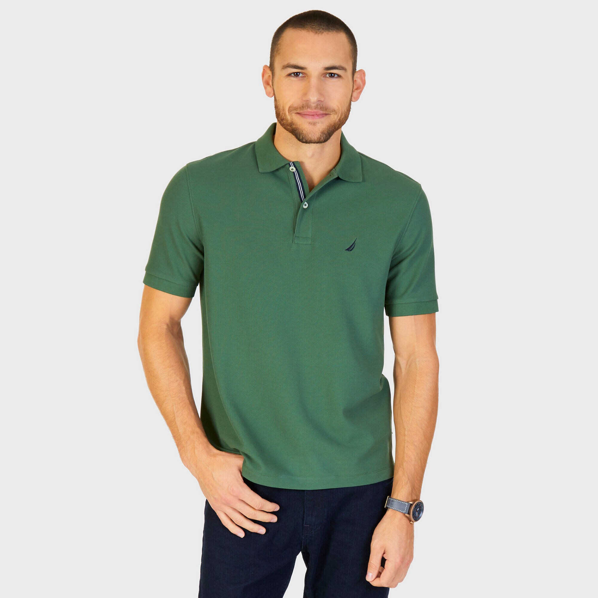 Short Sleeve Performance Deck Polo Shirt ,Pineforest,large
