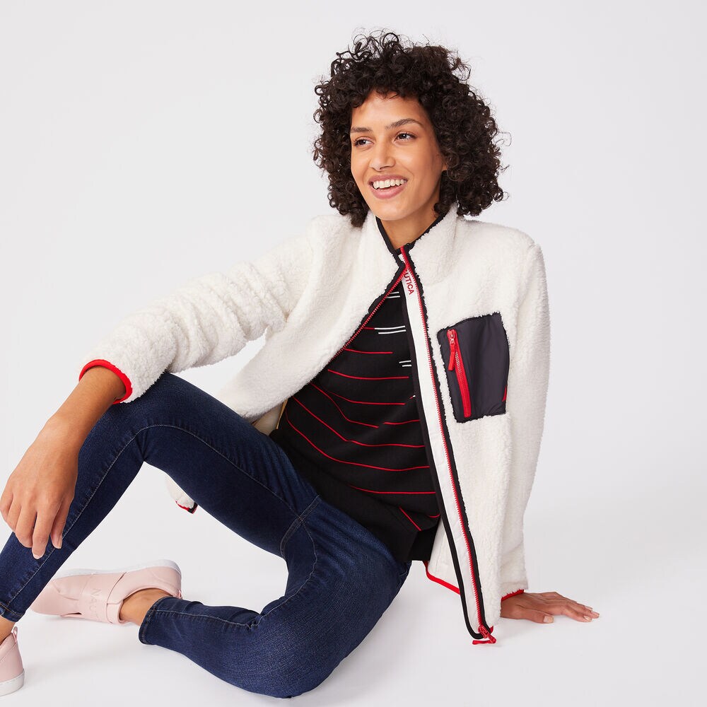 SHERPA FULL-ZIP FLEECE,Marshmallow,large