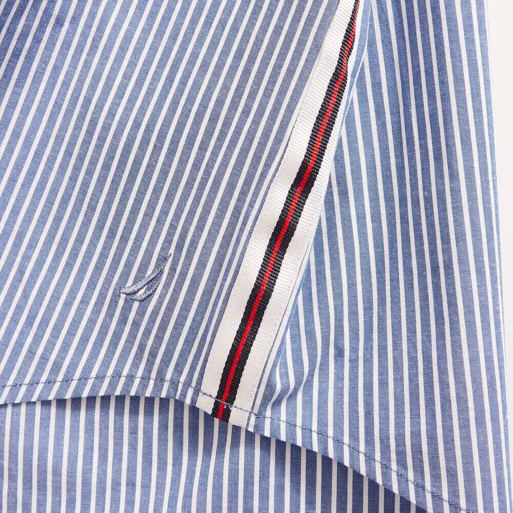 STRIPE POPOVER WEEKEND SHIRT,Bright White,large