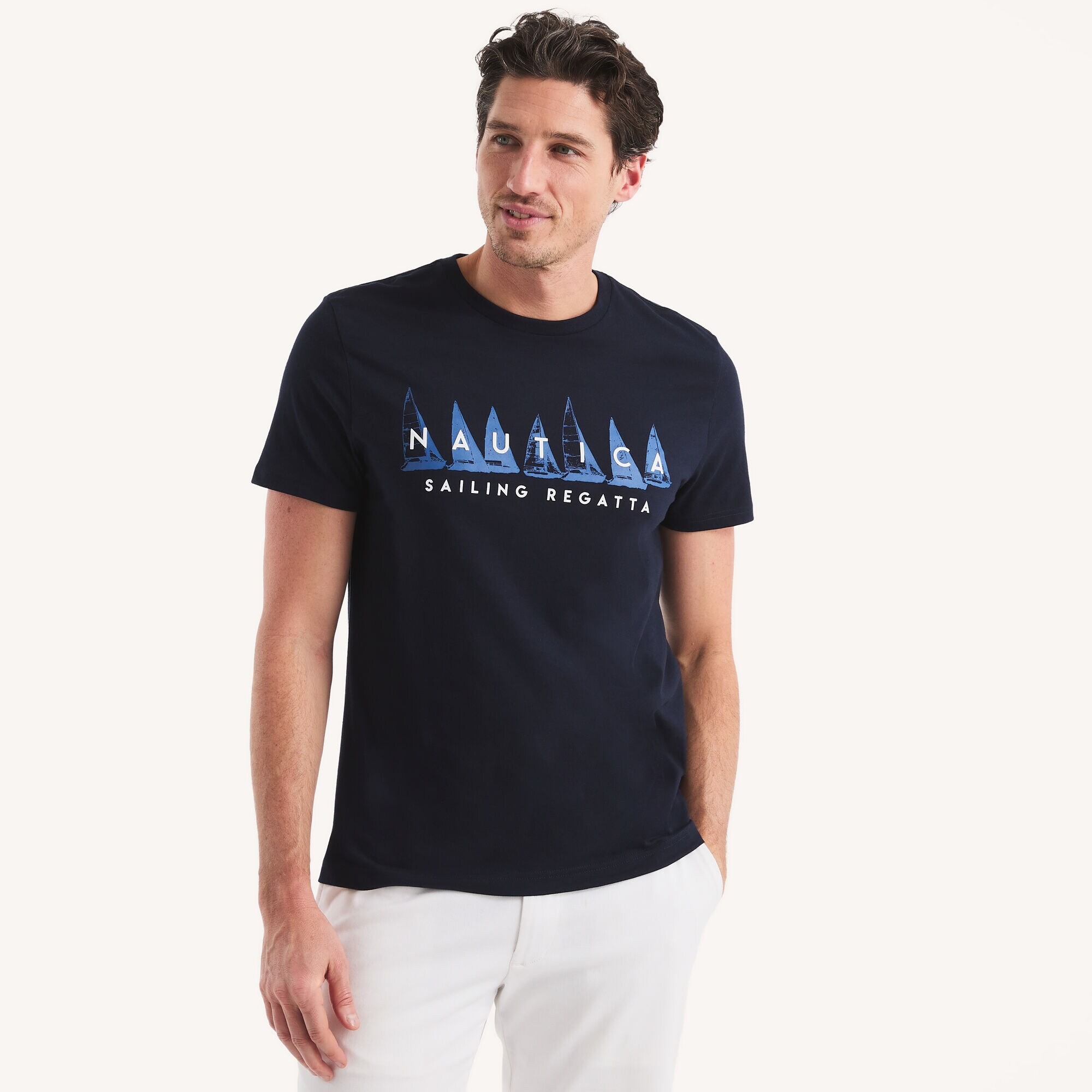 Sailing Regatta Graphic T-Shirt,Navy,large