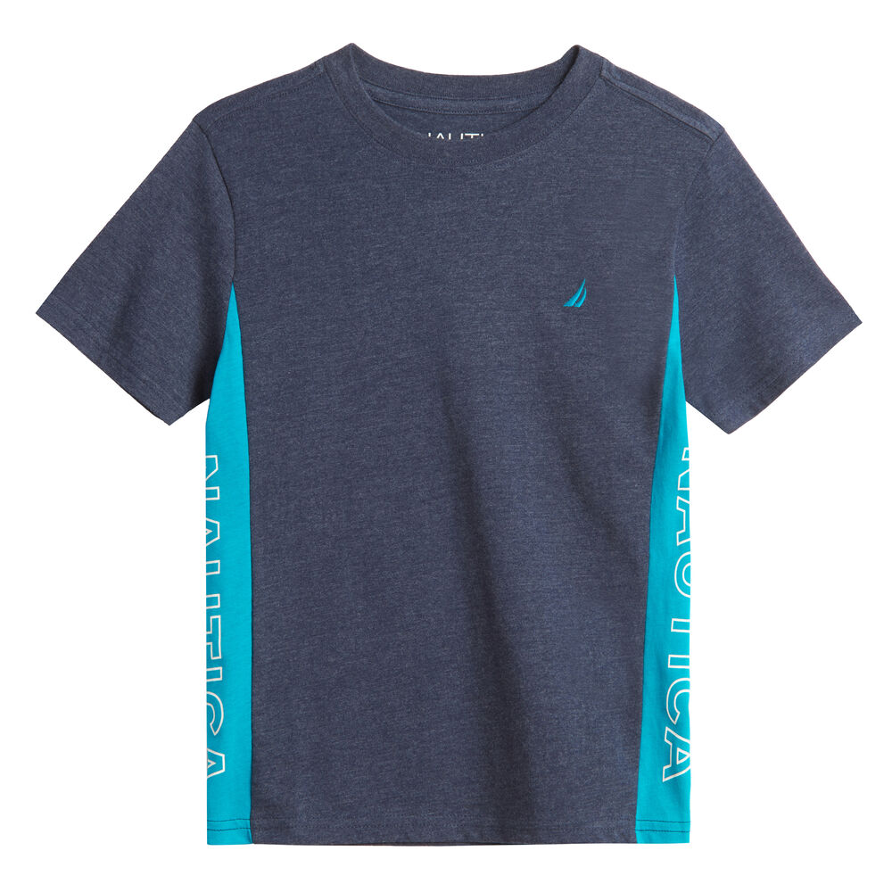 BOYS' SIDE LOGO GRAPHIC T-SHIRT (8-20),Oyster Bay Blue,large