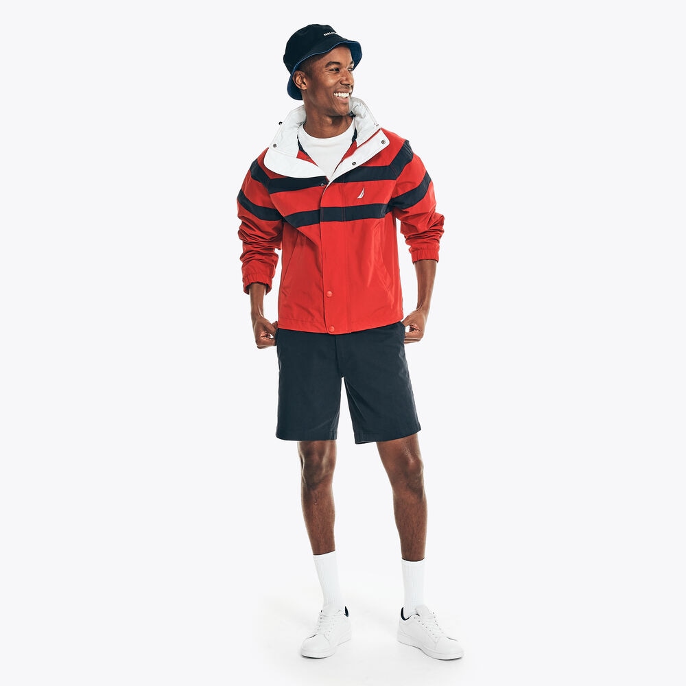 STRIPED RAINBREAKER BOMBER JACKET,Nautica Red,large