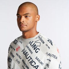 LOGO REMIX PRINT CREWNECK SWEATSHIRT,Grey Heather,large