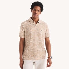 Classic Fit Tropical Print Polo,Tuscany Tan,large