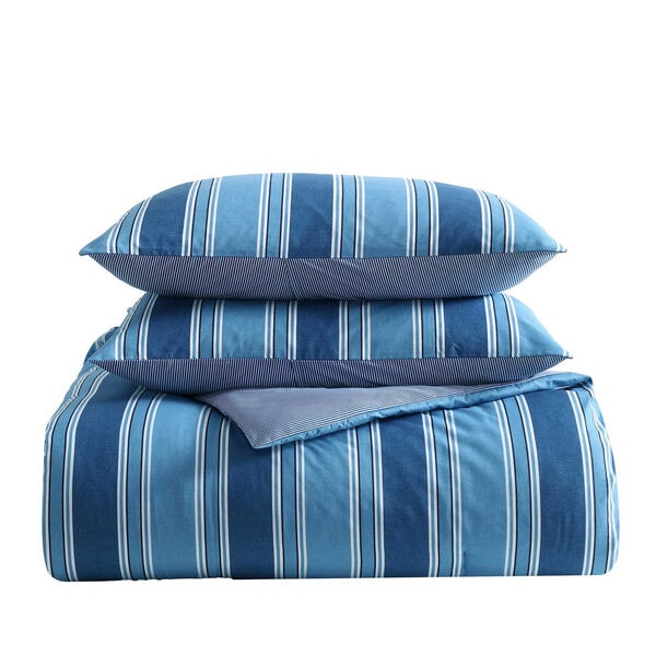 Gilpin Stripe Blue King Comforter Set