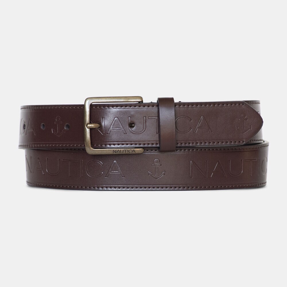 LOGO EMBOSSED BELT,Navy,large