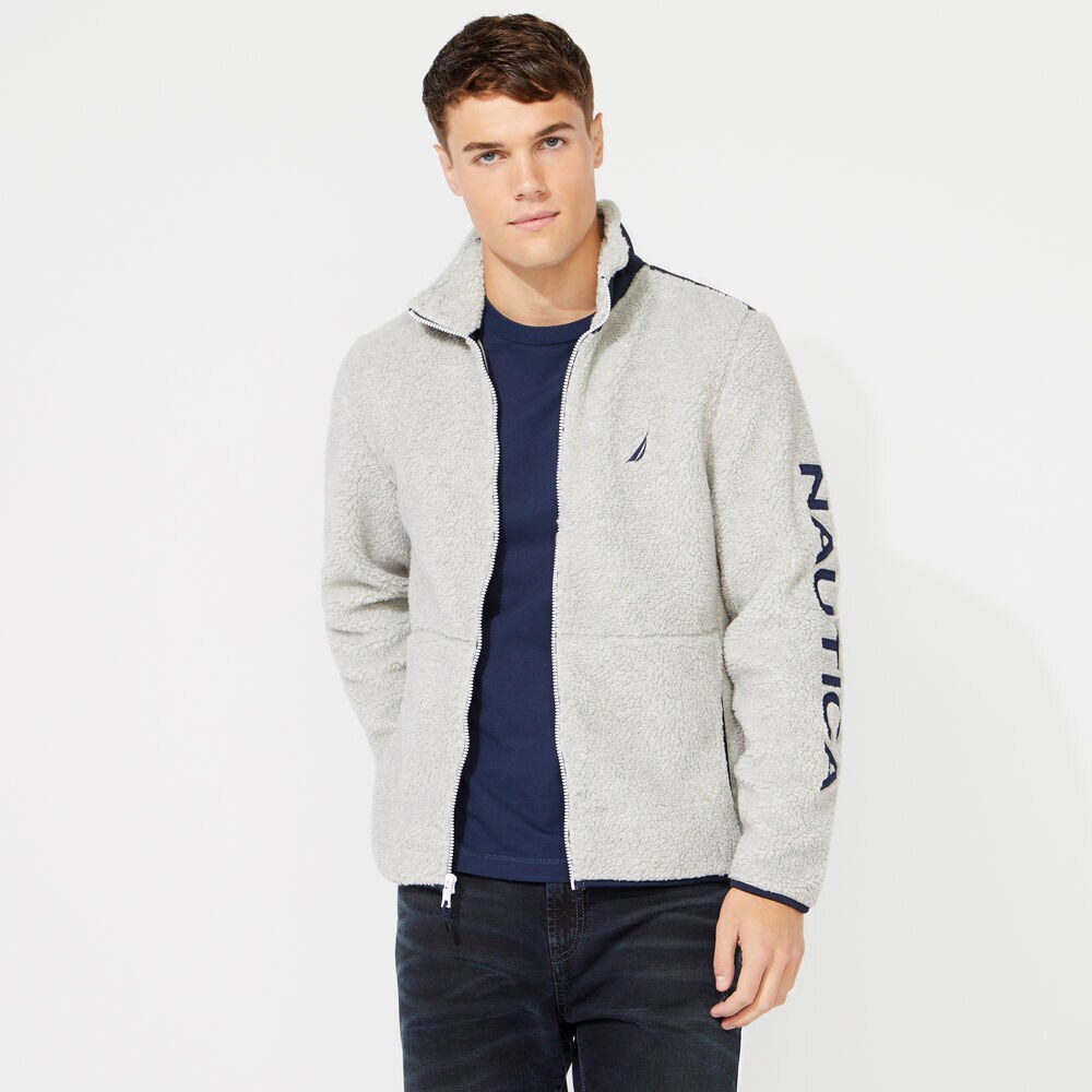 SHERPA MIXED MEDIA FULL ZIP HOODIE,Grey Heather,large