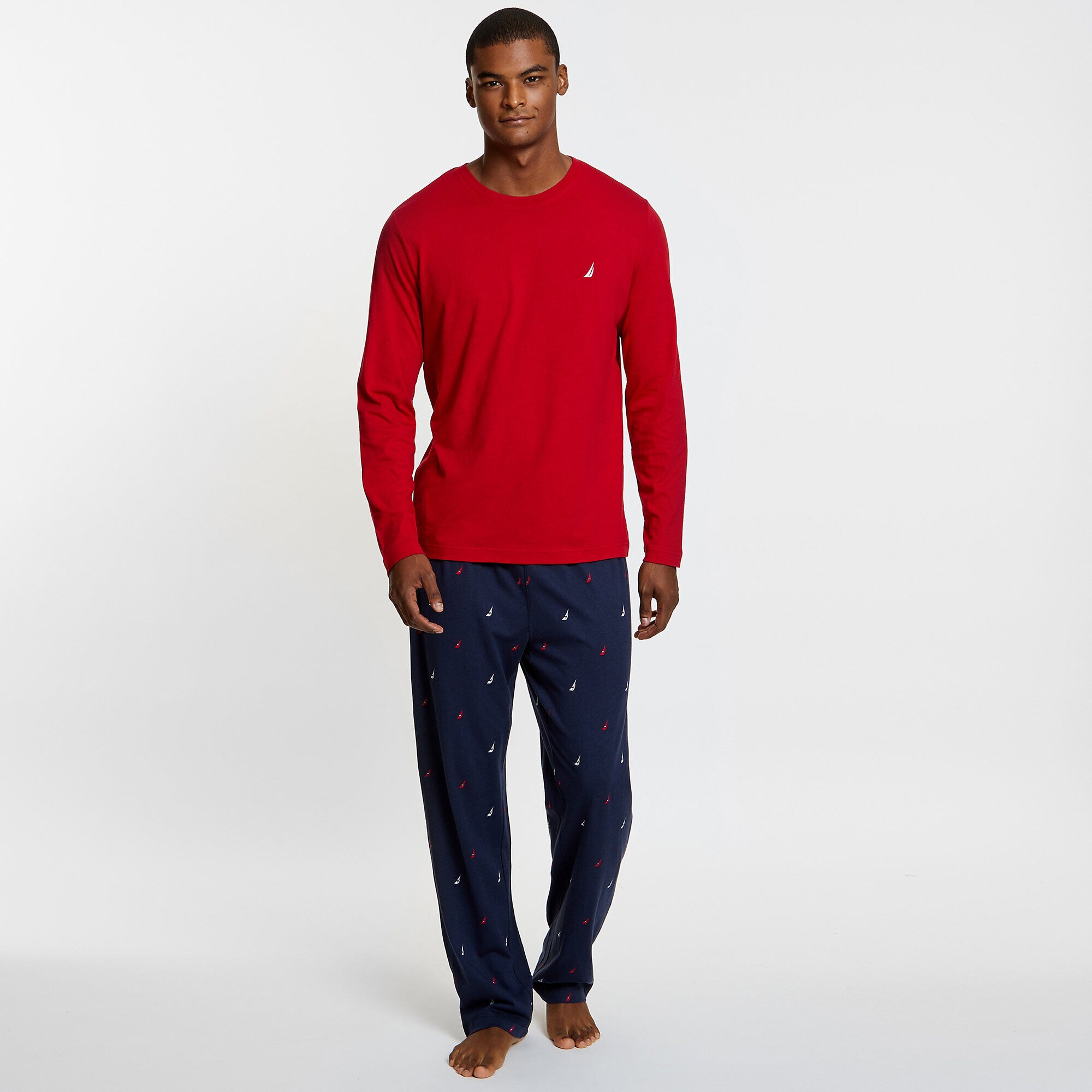Knit + Woven Pajama Set - brand icon,Nautica Red,large